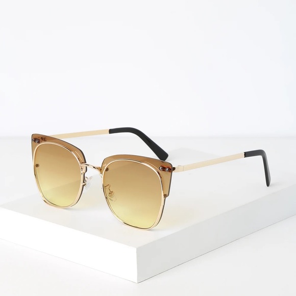 Lulus Most Definitely Brown & Gold Sunglasses - Picture 2 of 4